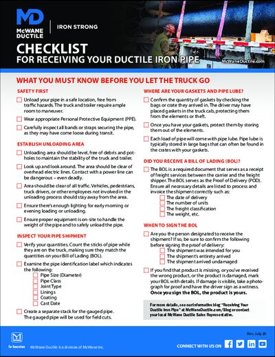 Downloadable Tip Sheets - McWane Ductile - Iron Strong