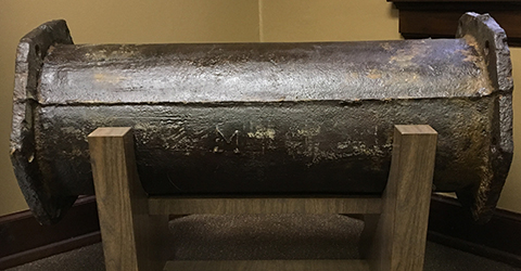 A section of the oldest cast iron water pipe extracted from Versailles Fountain in France