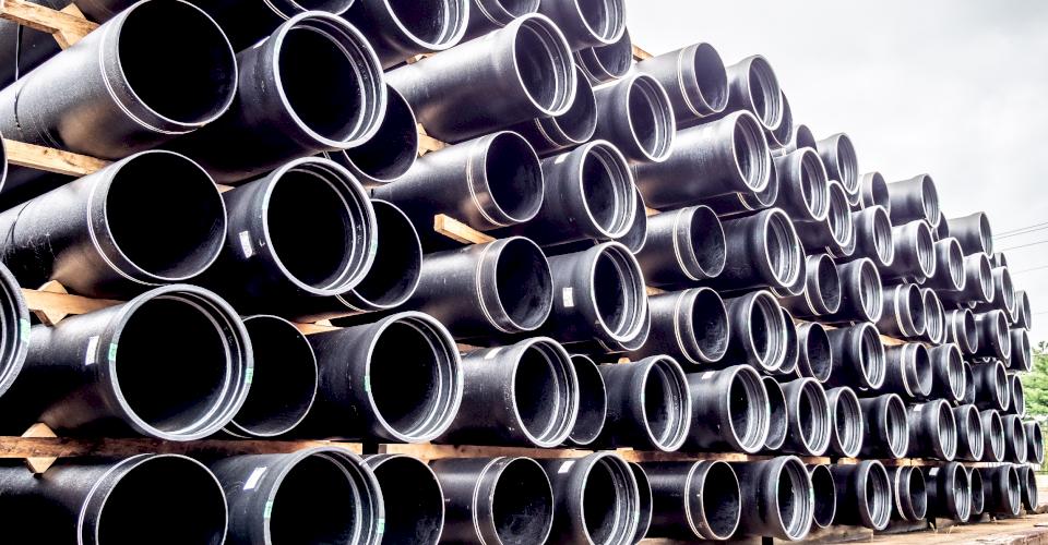 Ductile iron pipe outdoor storage.