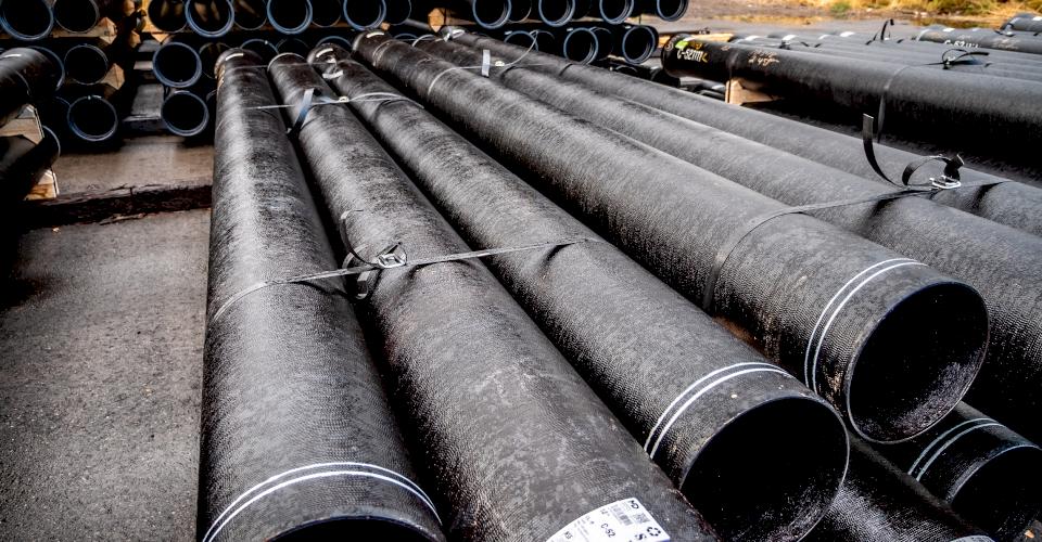 Ductile iron pipe outdoor storage.