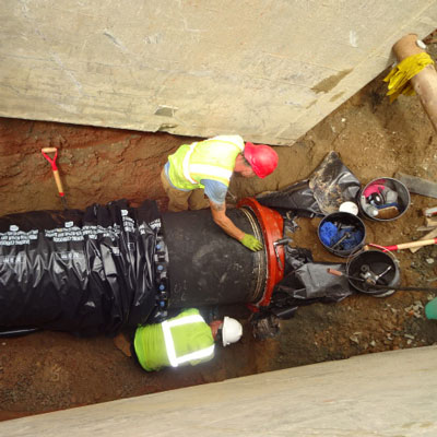 Installing DI pipe in Connecticut.