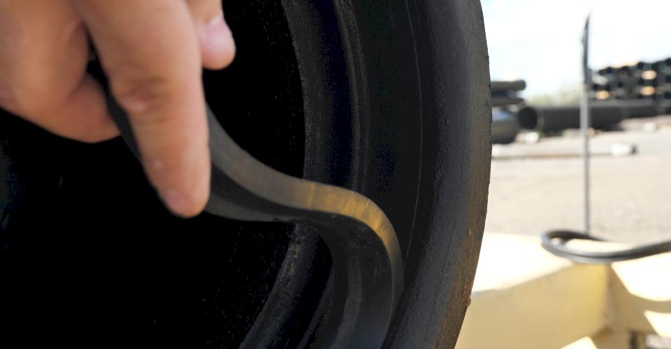 Installing a gasket.