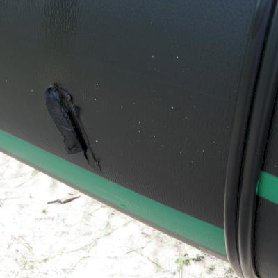 A scratch or ding (shown here) would disqualify this HDPE pipe from installation.