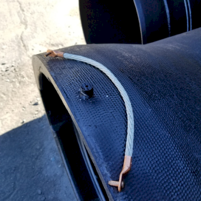 Cable Bonding System on Ductile Iron Pipe.