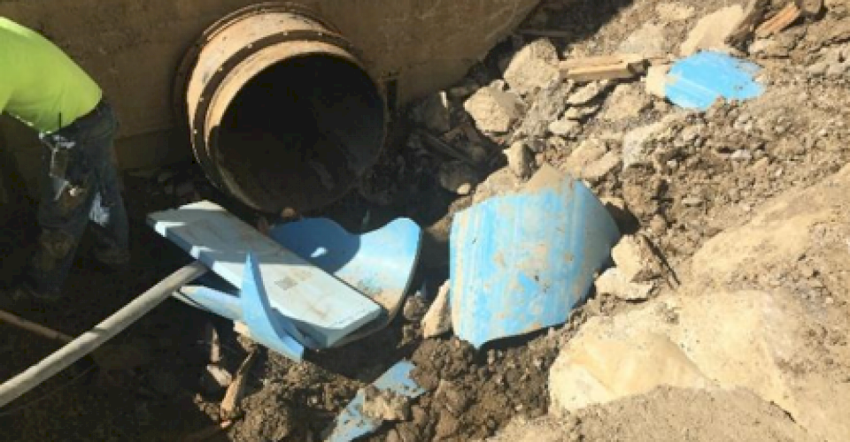 PVC pipe that has burst.