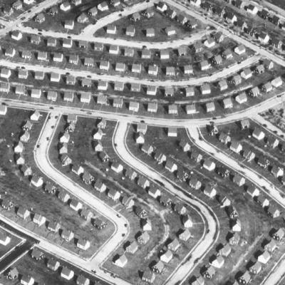 Post WWII U.S. suburb.