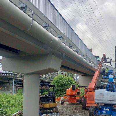 A bridge crossing using DI pipe, with finished coat by others.