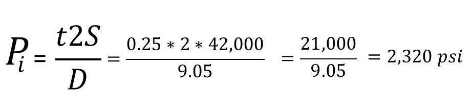 Pipe wall equation table