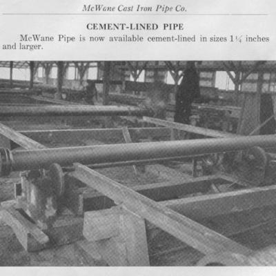 McWane Inc. historical photo of cement-lined pipe.