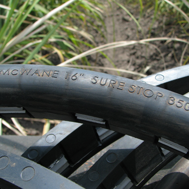 Close-up of manufacturer’s markings embossed onto the back side of gasket bulb.