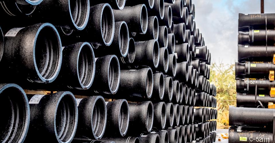 Ductile iron pipe outdoor storage.