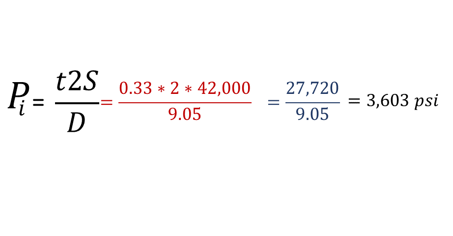 Internal pressure capacity limit of Class 52 DI pipe equation