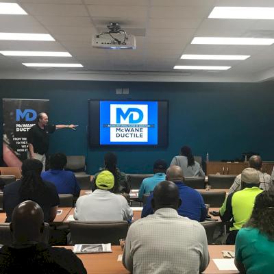 Ken Rickvalsky presents during a Day of Water in Dekalb County.