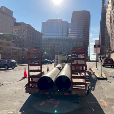 Ductile iron pipe awaits installation in Baltimore, MD.